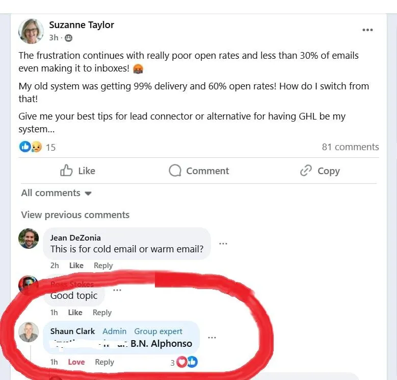 Suzanne Taylor post — Shaun Clark (GHL CEO) recommends B.N. Alphonso